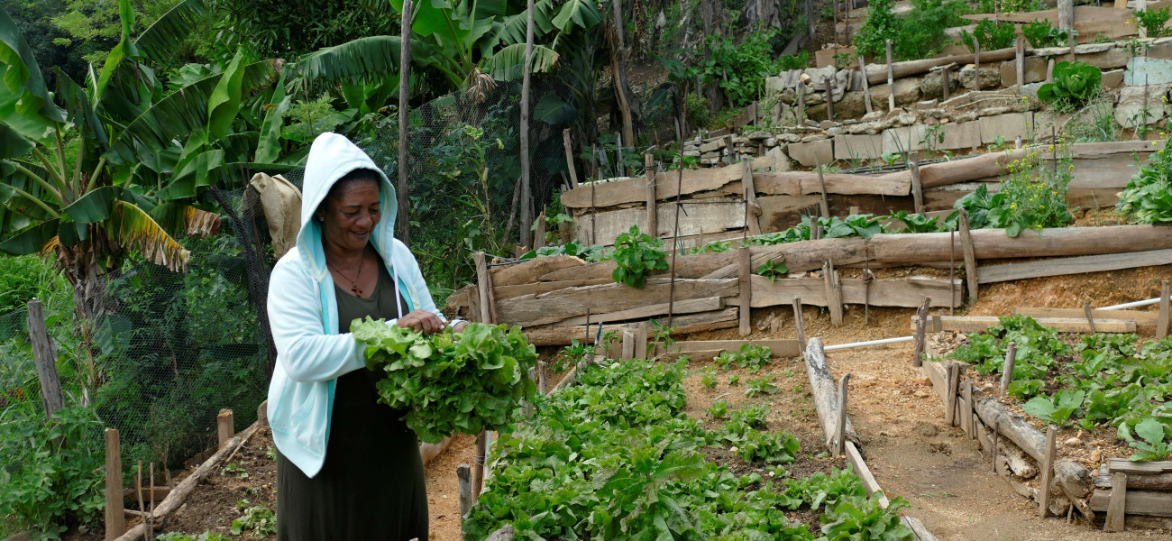 Mujer en una huerta