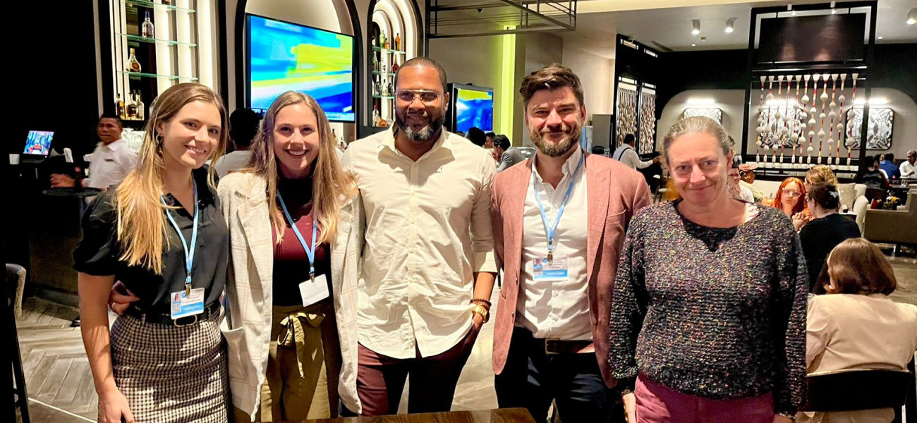 Delegation of the PEW Trust with the CBF EbA Facility Technical Officer, Hayden Billingy, and Climate Change Program Manager, Ulrike Krauss, at LACCW23 in Panama
